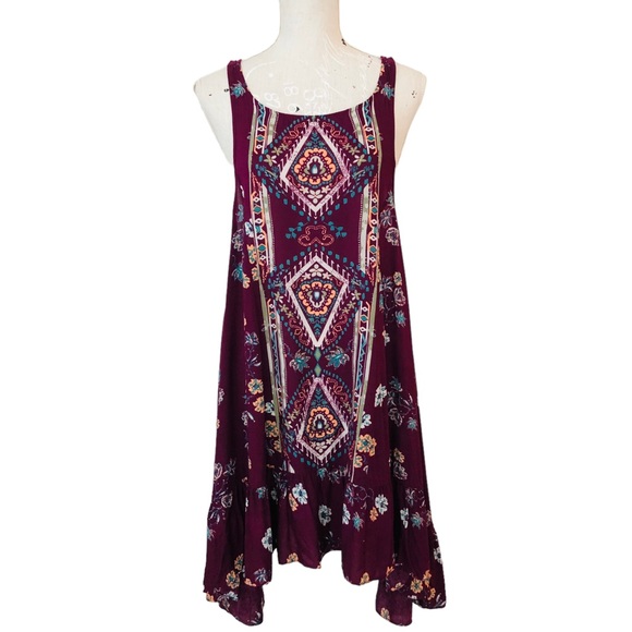 Intimately FREE PEOPLE Burgundy Floral Tank Top High Low Dress M - Picture 12 of 12